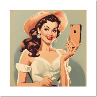 Retro Selfie Beauty Glamour Pin Up Girl Art Posters and Art